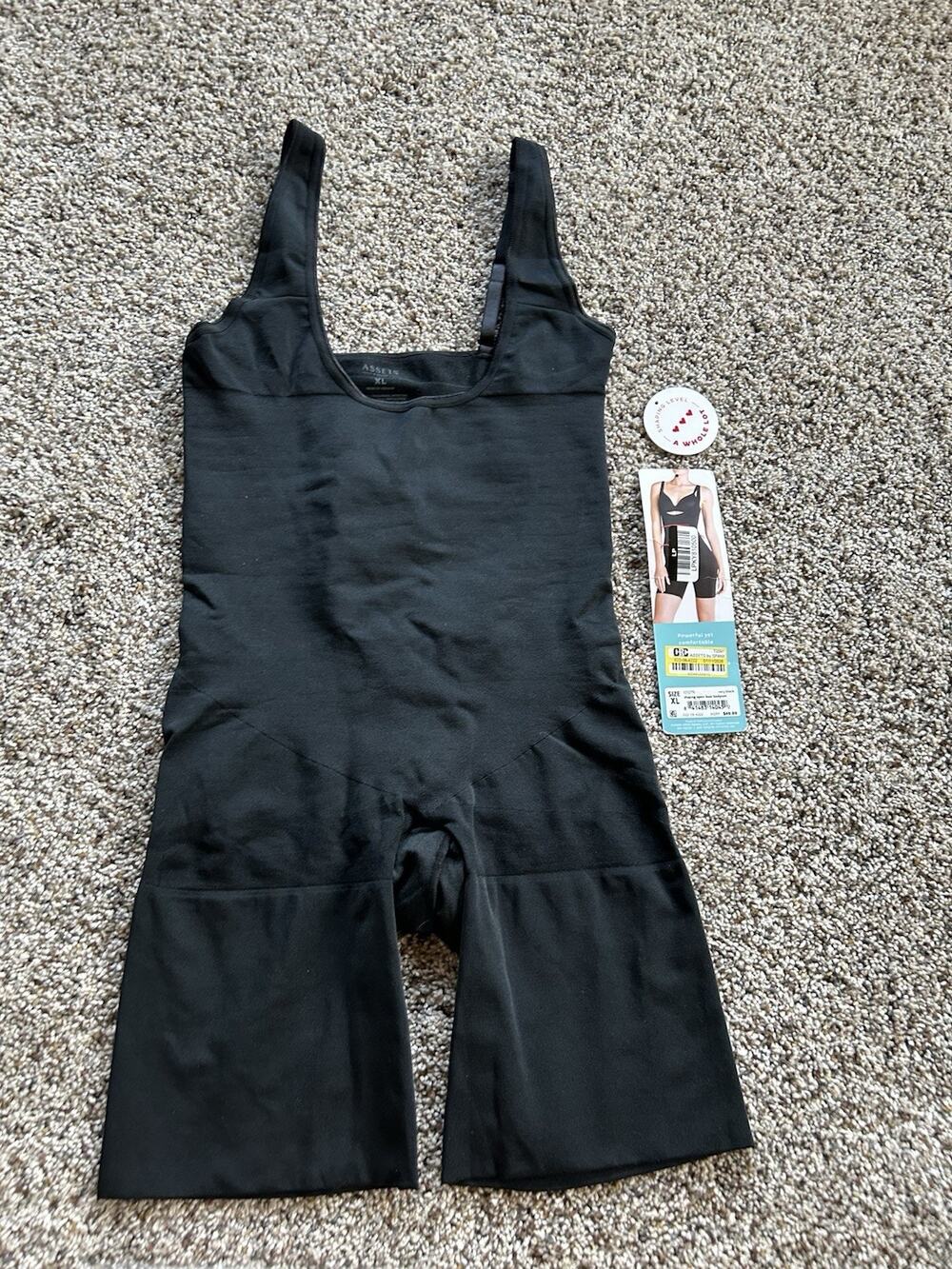 Assets/Spanx XL Remarkable Results Bodysuit open-bust mid-thigh Black 10127R F26